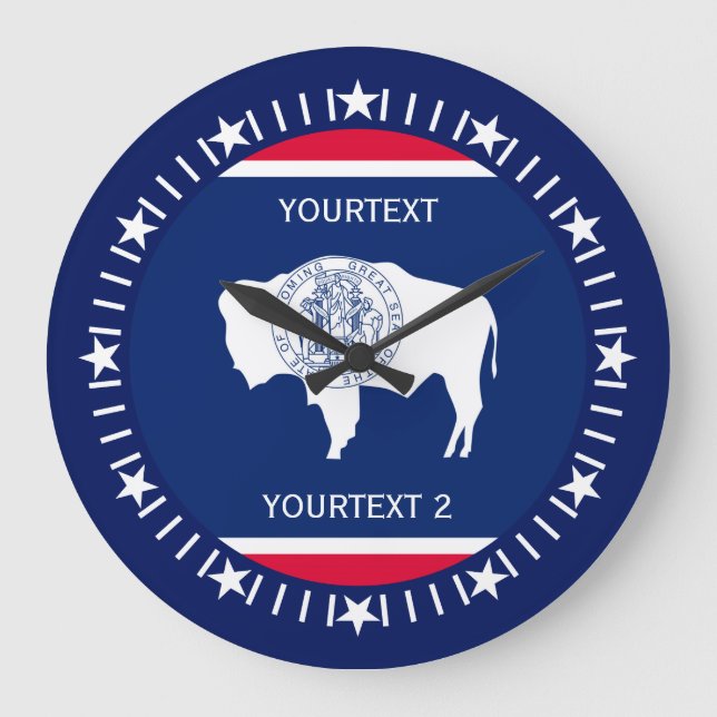 Personalized Wyoming State Flag Design on a Large Clock (Front)