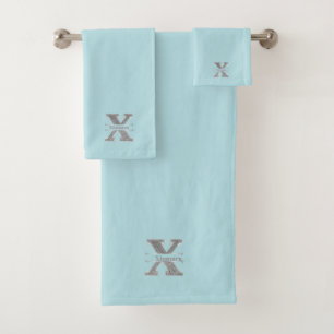 Personalized X Initial Silver Monogram Your Name B Bath Towel Set