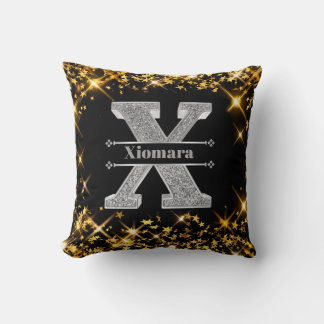 Personalized X Initial Silver Monogram Your Name   Throw Pillow