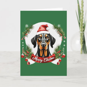 Personalized Xmas Doberman Dog Merry Christmas Card