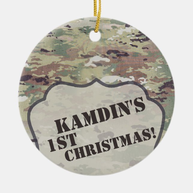 Personalized XMAS Ornament Army OCP Camo Uniform (Front)