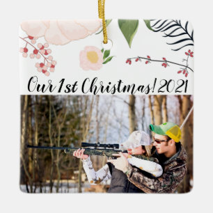 Personalized XMAS Ornament Baby Pink Cosmos on Whi