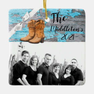 Personalized XMAS Ornament Blue Wood Barn Door Boo