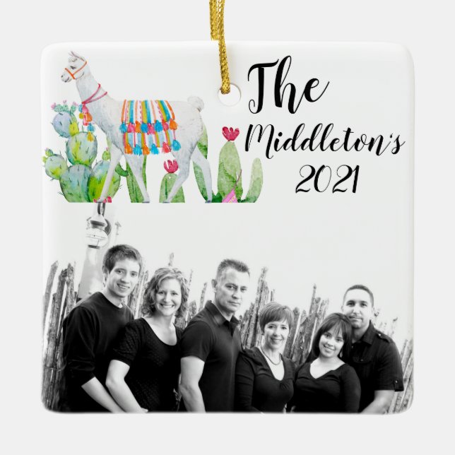 Personalized XMAS Ornament Boho Llama Bohemian Cac (Front)