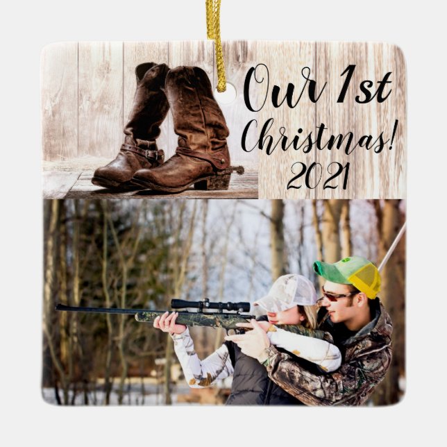 Personalized XMAS Ornament boots country rustic we (Front)