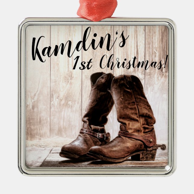 Personalized XMAS Ornament boots country rustic we (Front)