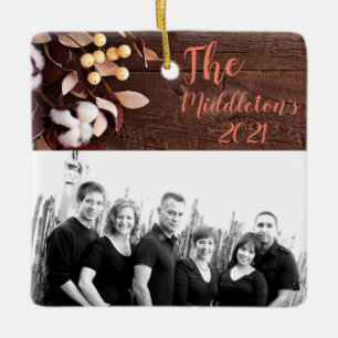 Personalized XMAS Ornament Cotton Branch on Dark W