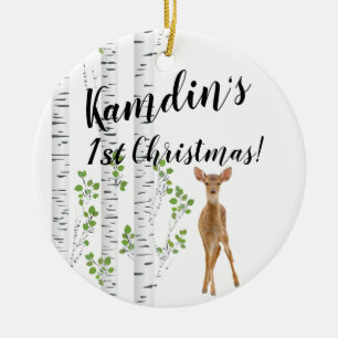 Personalized XMAS Ornament Deer Doe Buck Forest Wo