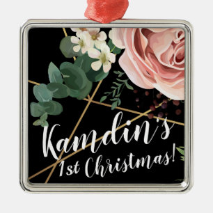 Personalized XMAS Ornament Geometric Garden Black