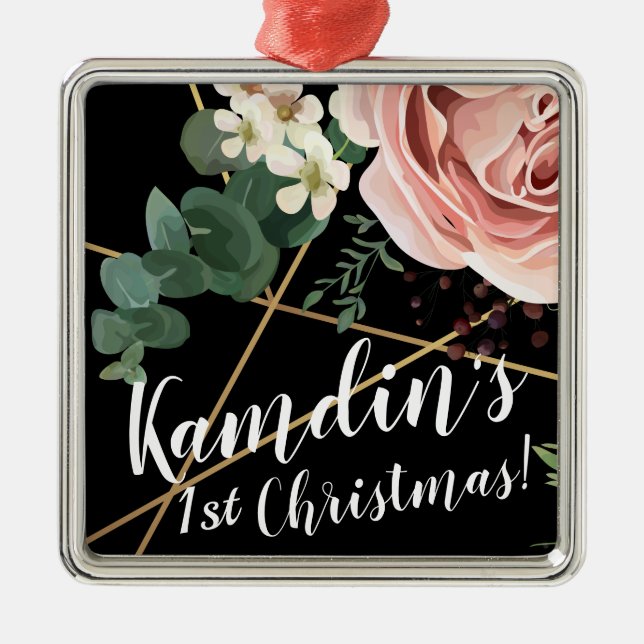 Personalized XMAS Ornament Geometric Garden Black (Front)