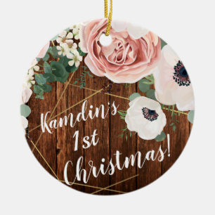 Personalized XMAS Ornament Geometric Garden Rose