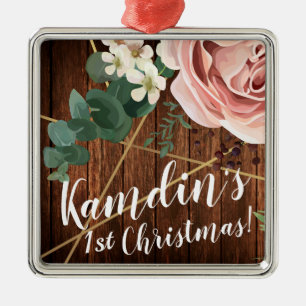 Personalized XMAS Ornament Geometric Garden Rose
