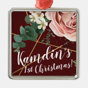Personalized XMAS Ornament Geometric Garden Wine