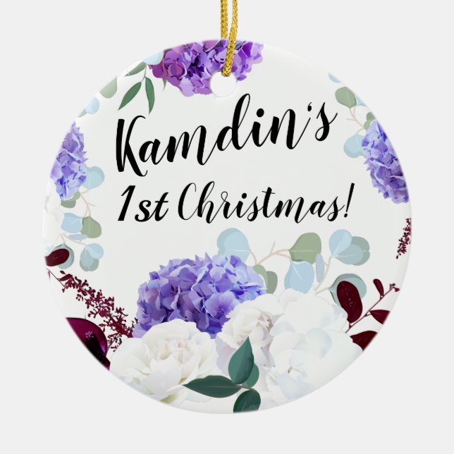 Personalized XMAS Ornament Lavender Hibiscus on (Front)