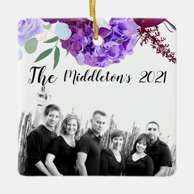 Personalized XMAS Ornament Lavender Hibiscus on Wh (Front)