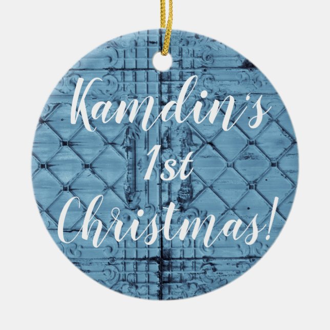 Personalized XMAS Ornament Rustic Tin Panel Ceilin (Front)