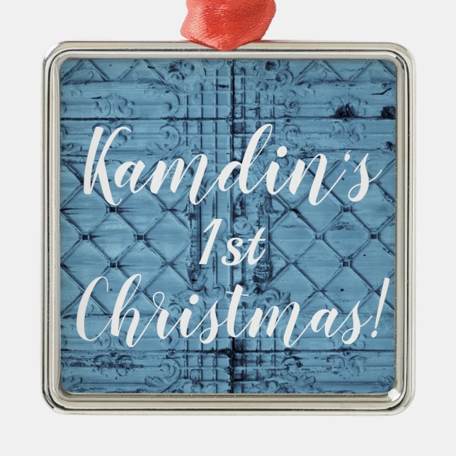 Personalized XMAS Ornament Rustic Tin Panel Ceilin (Front)