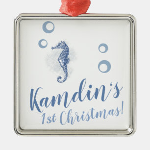 Personalized XMAS Ornament Seahorse Ocean Beach