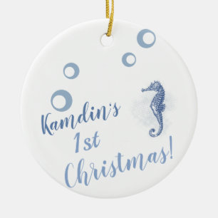 Personalized XMAS Ornament Seahorse Ocean Beach