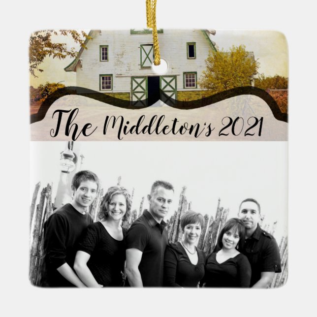 Personalized XMAS Ornament Sunset Barn Country Rus (Front)