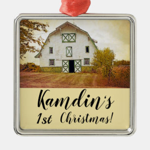 Personalized XMAS Ornament Sunset Barn Country Rus
