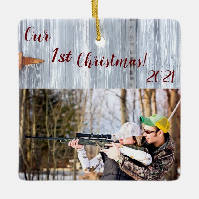 Personalized XMAS Ornament White Wash Wood Barn Do (Front)