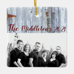 Personalized XMAS Ornament White Wash Wood Barn Do