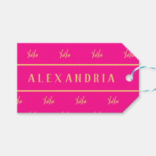 Personalized XOXO Hot Pink Valentine’s Day Gift Tags