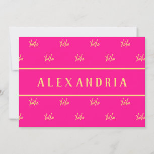 Personalized XOXO Hot Pink Valentine’s Day Holiday Card