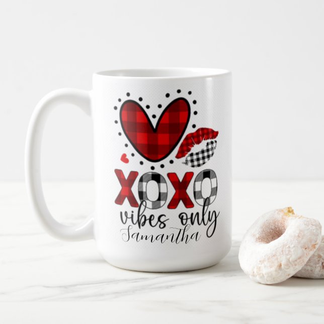 Personalized xoxo only vibes Valentine's day 2024 Coffee Mug (With Donut)