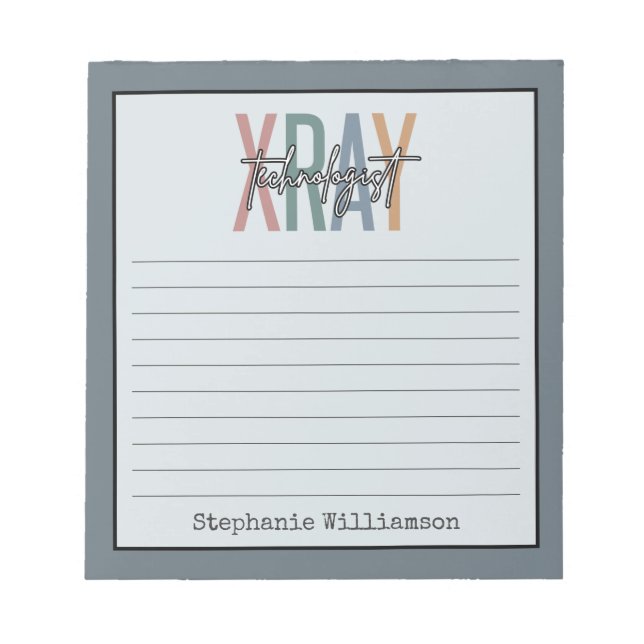 Personalized Xray Tech X-ray Technologist Notepad (Front)