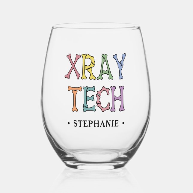 Personalized Xray Tech X-ray Technologist Stemless Wine Glass (Front)