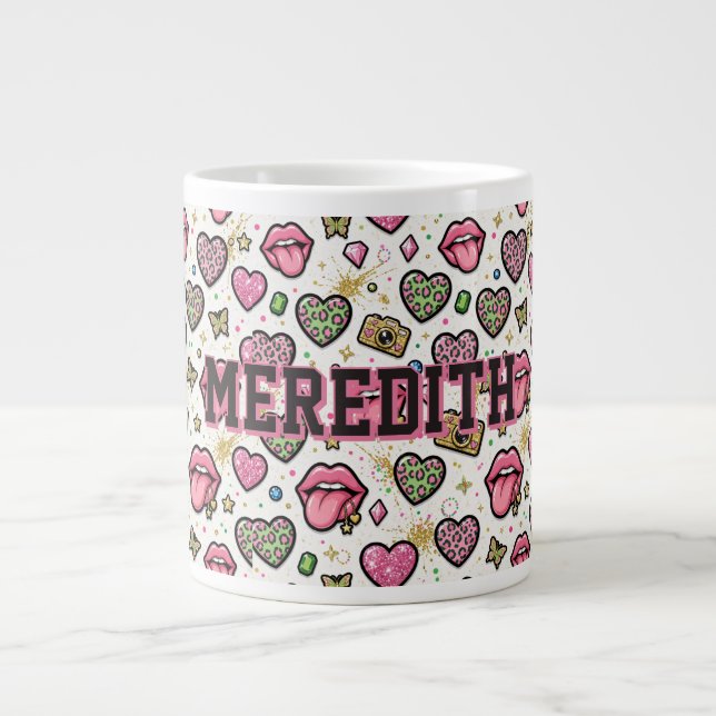 Personalized Y2K Aesthetic Girly Jumbo Mug (Front)