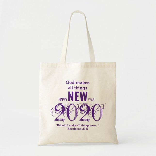 Personalized Year 2020 GOD MAKES ALL THINGS NEW Tote Bag (Front)