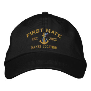 Personalized YEAR and Name First Mate Rope Anchor Embroidered Hat