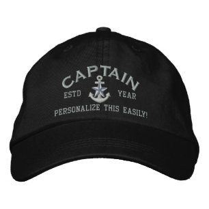 Personalized YEAR and Names Captain Silver Star Embroidered Hat