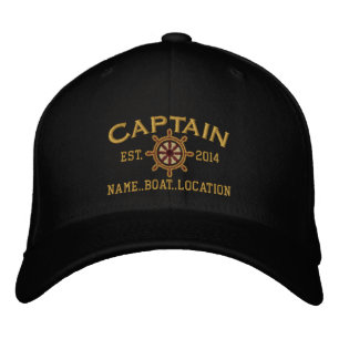Personalized YEAR and Names Captain Wheel Embroidered Hat