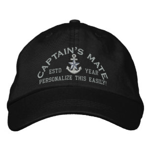 Personalized YEAR and Names Captain's Mate Silver Embroidered Hat