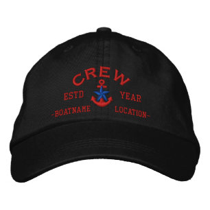 Personalized YEAR and Names Crew Blue Star Embroidered Hat