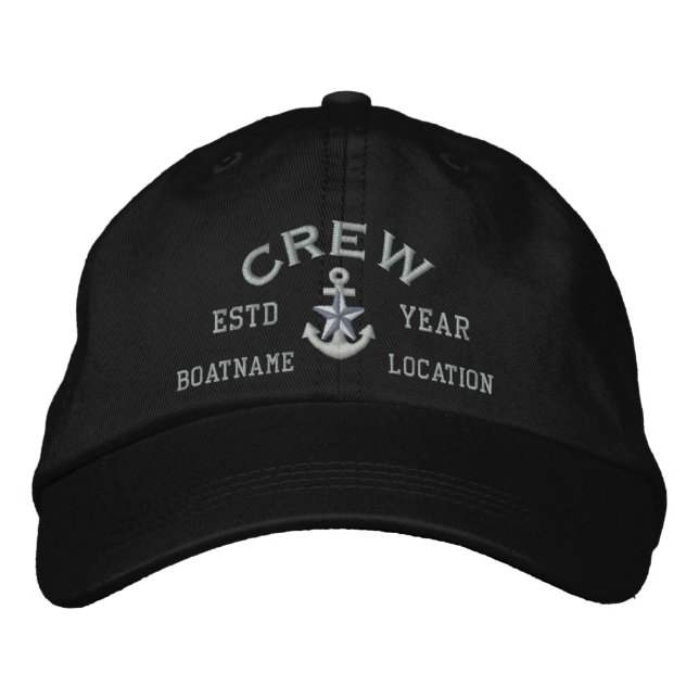Personalized YEAR and Names Crew Silver Star Embroidered Hat (Front)