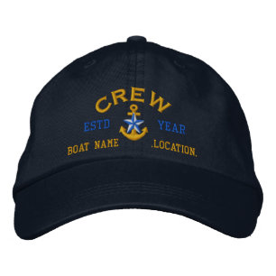Personalized YEAR and Names Crew Star Anchor Embroidered Hat