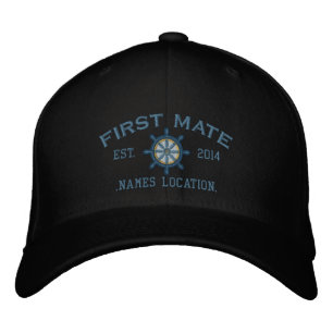 Personalized YEAR and Names First Mate Wheel Embroidered Hat