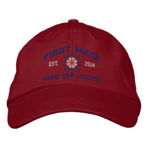 Personalized YEAR and Names First Mate Wheel Embroidered Hat