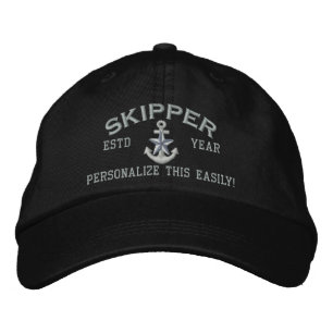 Personalized YEAR and Names Skipper Silver Star Embroidered Hat