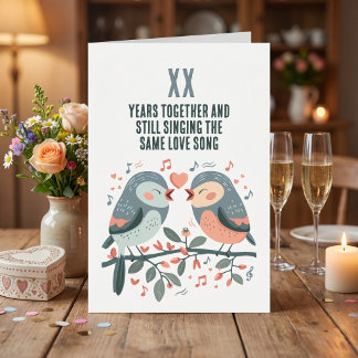 Personalized Year Anniversary Lovebirds Greeting Card