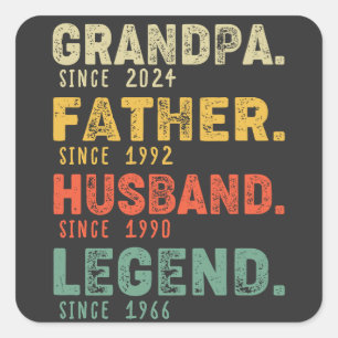 Personalized Year Grandpa Father Husband Legend Square Sticker