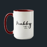 Personalized Year Modern Script Hubby Mug<br><div class="desc">Customized this two-toned mug with your established anniversary year for "Hubby". Elegant script with personalized text makes a thoughtful gift.</div>