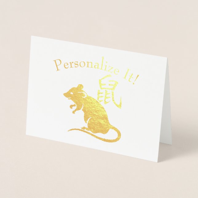 Personalized Year Of The Rat Foil Card (Front)