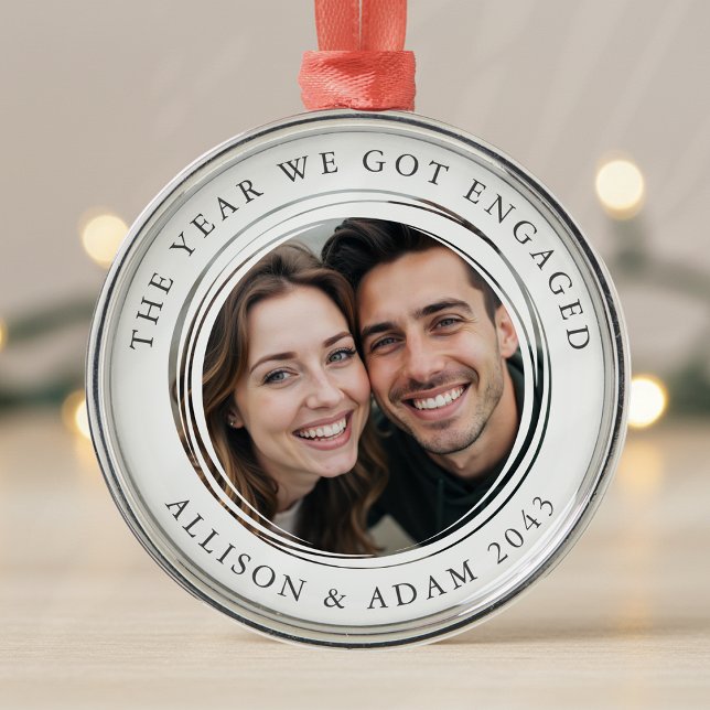 Personalized Year We Got Engaged Photo Metal Ornament (Creator Uploaded)