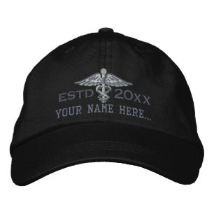 Personalized Year Your Text Medical Caduceus Embroidered Hat